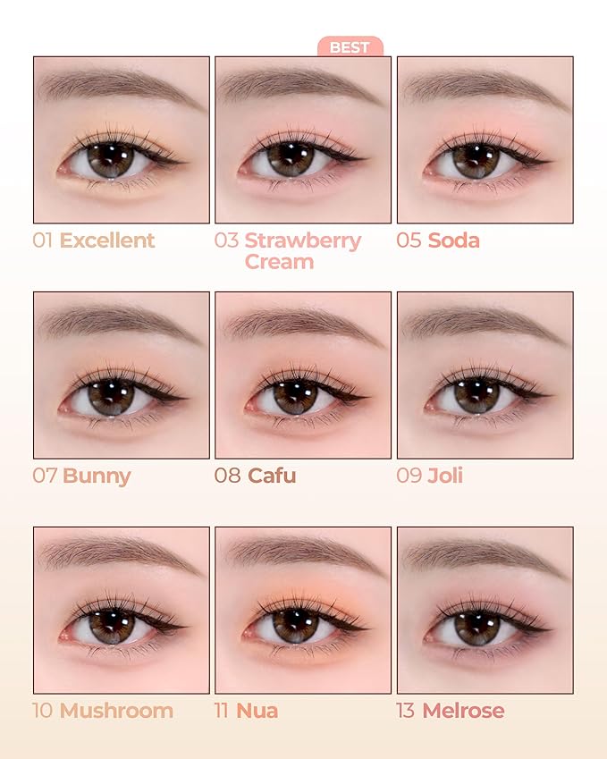 HOLIKA HOLIKA My Fave Piece Eye Shadow 07 Bunny - Korean Eye Makeup with Buttery Texture, Matte to Shimmer Formula, Smooth Blendable Pigmented Colors, Luxurious Finish for All-Day Wear