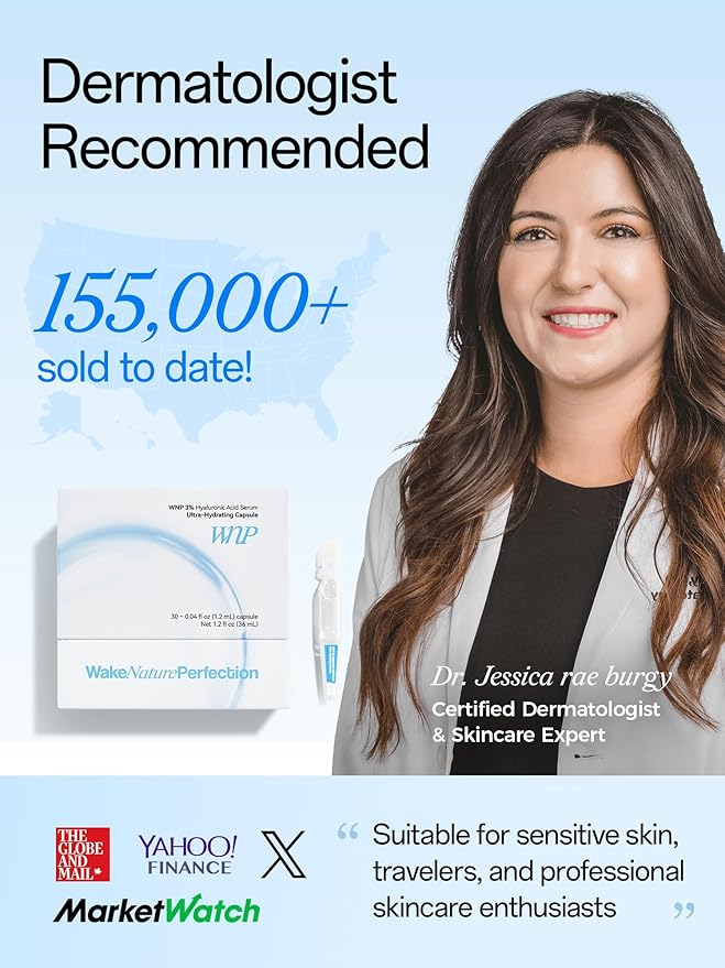 WNP Hyaluronic Acid Serum 3% for Face with 4D Multi-Layer Hydration | Ultra Hydrating Anti-Aging Serum | Moisturizer for Dry & Sensitive Skin | Pre-Makeup Skincare | Single-Use Vials 10PCS