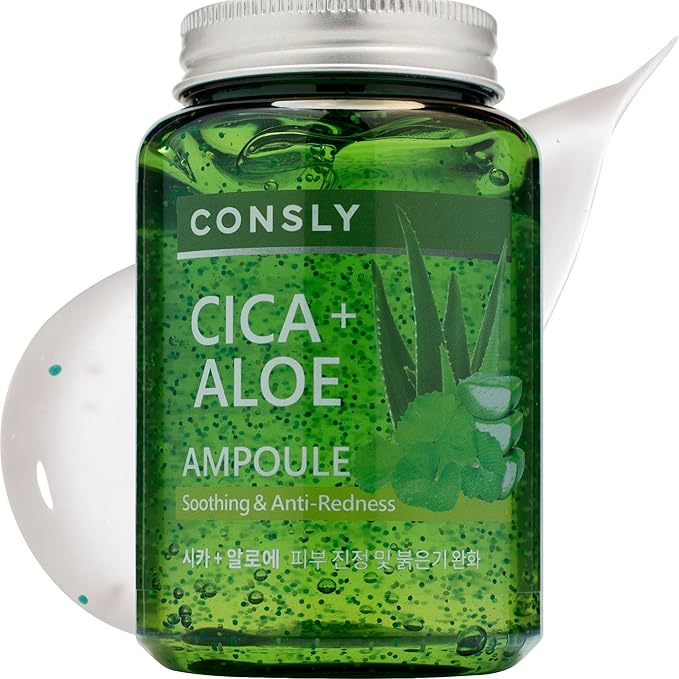 Cica & Aloe All-in-One Ampoule – Soothing Hydrating Gel Serum, 3-in-1 Toner Essence Serum for Sensitive Skin, Lightweight Facial Serum for Face & Neck, 250 ml / 8.45 fl oz