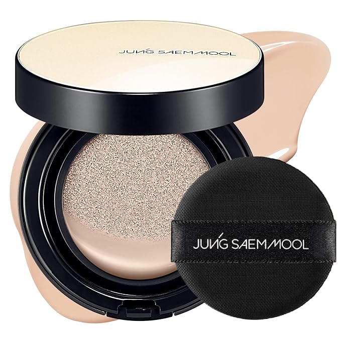 JUNG SAEM MOOL Essential Skin Nuder Cushion | Natural Finish, Buildable Coverage Cushion Foundation by Korean Makeup Artist (Refill Not Included, 0.49 Fl Oz), 19C Pink Light