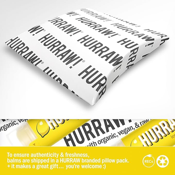 Hurraw! Lemon Lip Balm: Organic, Certified Vegan, Cruelty and Gluten Free. Non-GMO, 100% Natural Ingredients. Bee, Shea, Soy and Palm Free. Made in USA