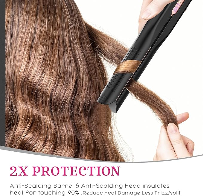 SKIMI Airflow Styler, Titanium Flat Iron Hair Straightener, Professional Curling Iron with Cooling Air Vents to Lock in Style, 5 Temps & Dual Voltage, Auto Off