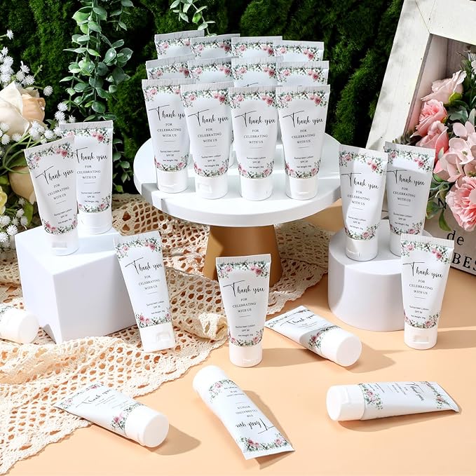 36 Pcs Mini Sunscreen Bulk for Summer Party Wedding SPF 30 Water Resistant Sunscreen Lotion Bulk 1oz Travel Size for Thank You Gifts Wedding Party Supplies (Floral)