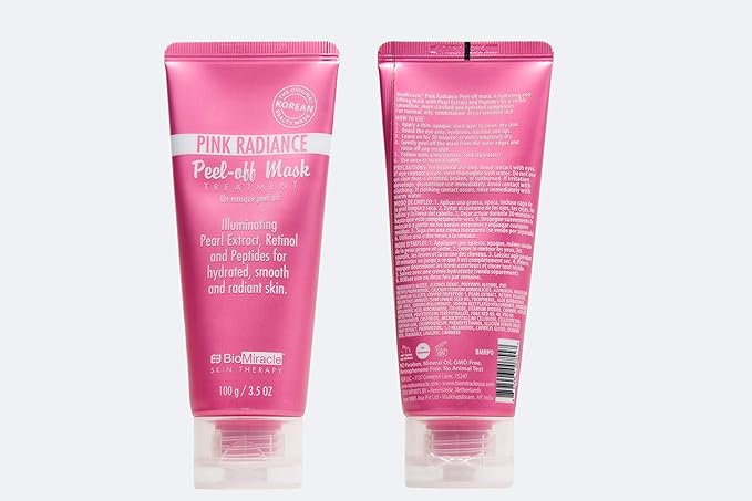 BioMiracle Pink Radiance Glitter Peel-Off Mask Treatment, Peel-Off Mask Skin Care, Hydrating Face Mask, Illuminating Pearl Extract