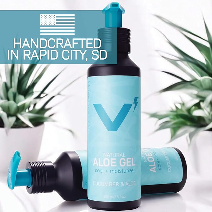 VOLT 100% Pure Organic Aloe Vera Gel, Fast-Absorbing Sunburn Relief & Face and Body Moisturizer, Undiluted, Fragrance-Free, No Harsh Chemicals, Eco-Friendly Refillable Aluminum Bottle, 2.7 oz TSA Size