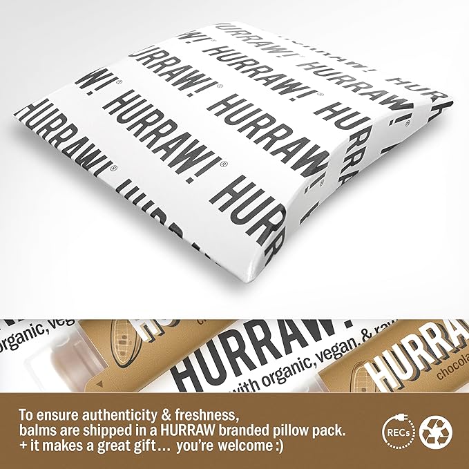 Hurraw! Chocolate Lip Balm: Organic, Certified Vegan, Cruelty and Gluten Free. Non-GMO, 100% Natural Ingredients. Bee, Shea, Soy and Palm Free. Made in USA