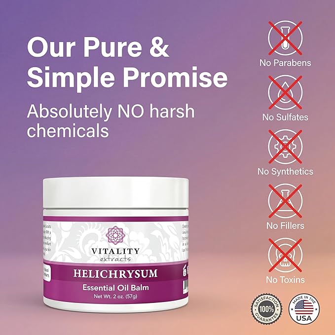 Vitality Extracts Helichrysum Balm - 2oz, Helichrysum Gymnocephalum, Beeswax, Almond Oil, Ultra-Moisturizing, Skin Healing, Full Body Hydration