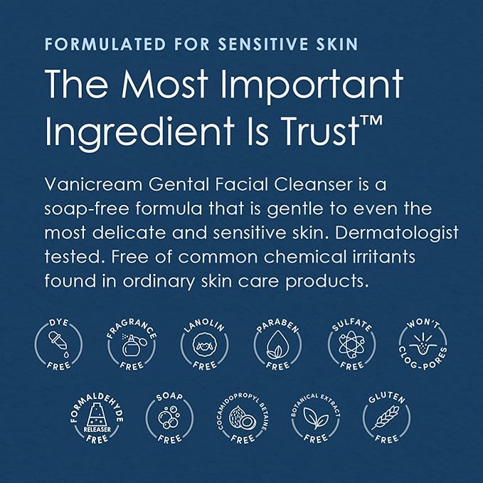 Vanicream Moisturizing Skin Cream for Sensitive Skin, Soothes Red, Irritated, Cracked or Itchy Skin, Dye Free, Fragrance Free, Preservative Free, Dermatologist Tested, 2 Ounce (Pack of 1)