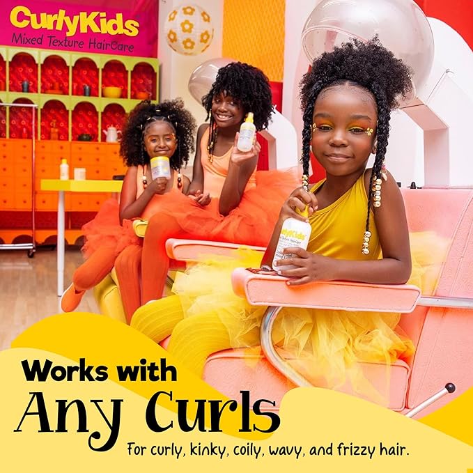 CurlyKids Frizz Control Paste - Anti-Frizz Styling Paste for Curly, Kinky, Coily & Mixed-Texture Hair - Smooth Edges, Tame Flyaways, Maximum Moisture, No Sticky Residue Formula for Kids Haircare, 6oz