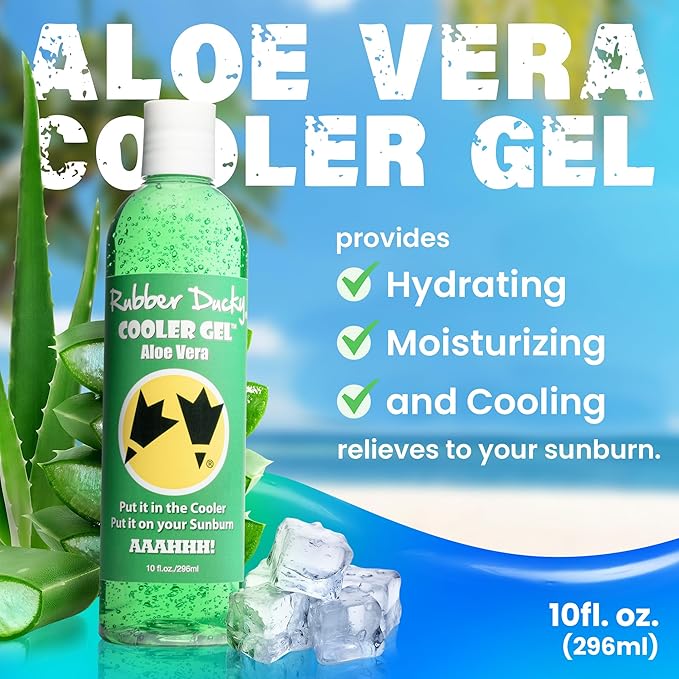 Rubber Ducky Cooler Gel - Sunburn Relief |Soothing Aloe Vera Gel | Fast Absorbing Aloe Gel With Vitamin E & Tea Tree Oil | Vegan | After Sun Care | 10z
