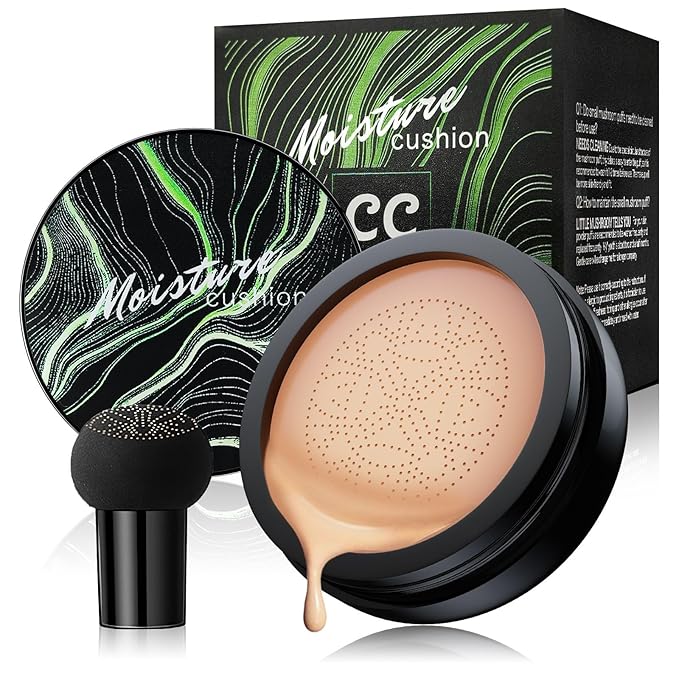 Air Cushion CC Cream Foundation - BB Cream Concealer for Older Women, Foundation Makeup Brightening & Moisturizing Concealer Full Coverage Matte Finish, Tattoo Cover up Makeup Waterproof (Nude)