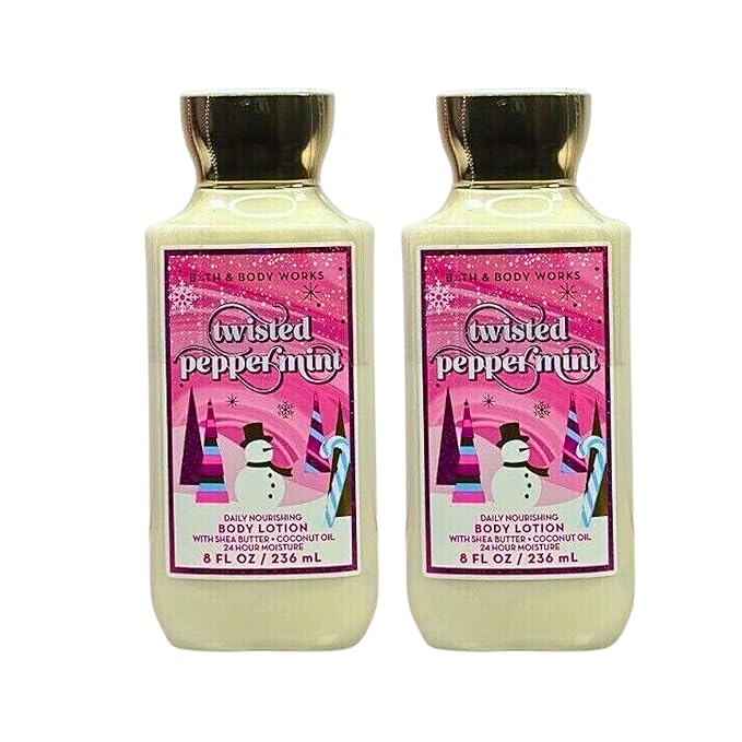 Bath & Body Works Body Lotion Pack of 2, 8oz Each (Twisted Peppermint)