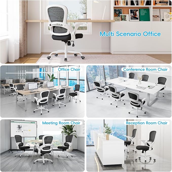 TRALT Office Chair - Ergonomic Office Chair with Back Support, Home Office Desk Chairs, 330lbs Wide Seat Big and Tall Office Chairs, Comfy Desk Chair for Work, Study, Office, Gaming (White Black)
