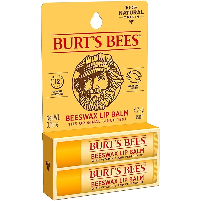Burt's Bees Lip Balm Easter Basket Stuffers - Original Beeswax, Lip Moisturizer With Responsibly Sourced Beeswax, Tint-Free, Natural Conditioning Lip Treatment, 2 Tubes, 0.15 oz. (Pack of 2)