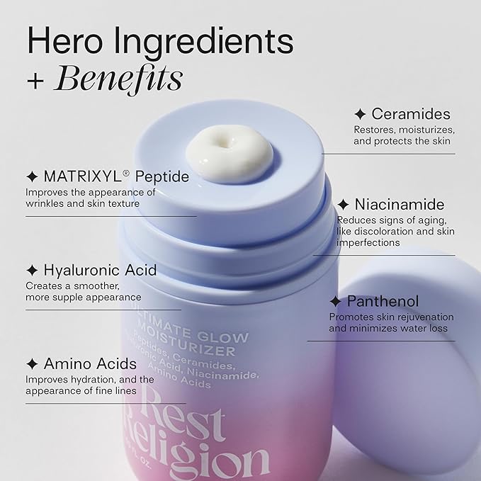 Ultimate Glow Moisturizer with Peptides, Ceramides, Hyaluronic Acid, & Niacinamide, Face Moisturizer for Dry, Stressed & Dull Skin