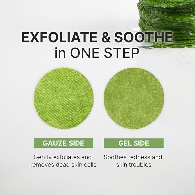 P.CALM Azelaic Acid Matcha 1000 Calming Gauze Gel Toner Pad – Azelaic Acid & Matcha for Gentle Exfoliation and Skin Soothing, Sensitive Skin Care, Korean Skincare (110g / 3.71 fl.oz., 60 Pads)