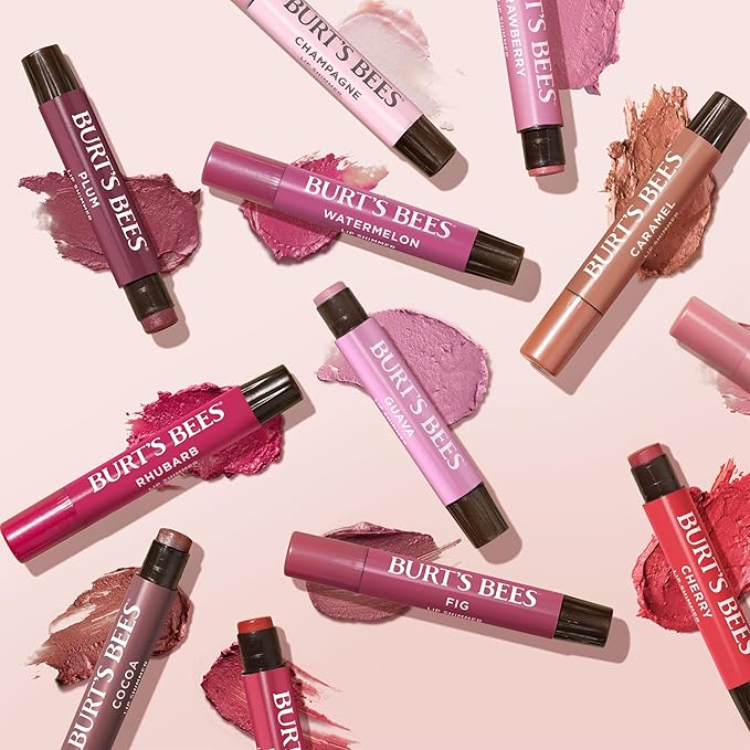 Burt's Bees Shimmer Lip Tint Set, Tinted Lip Balm Stick, Moisturizing for All Day Hydration with Natural Origin Glowy Pigmented Finish & Buildable Color, Peony (4-Pack)