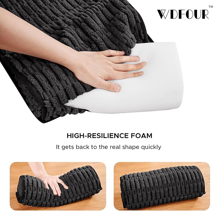 WdFour Headrest Memory Foam Pillow, Support Cushions for Neck, Back or Leg for Sofas, Recliners, Office Chairs, Massage Chairs for Neck Pain Relief and Cervical Support (Black, 17" Wx2.7 D)