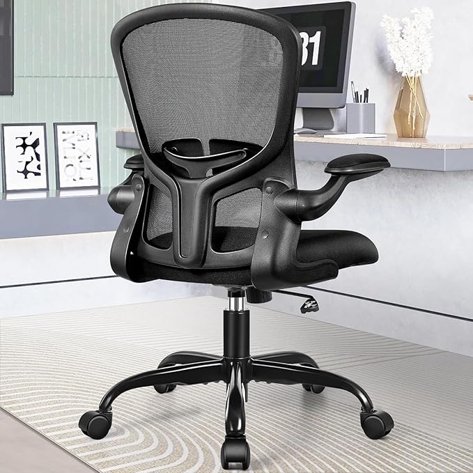 FelixKing Office Desk Chairs, Ergonomic PC Desk Chair with Wheels, Adjustable Lumbar Support and Height, Swivel Computer Chair with Flip-up Armrests and Ergo Mesh Backrest(Black, Pack of 8)
