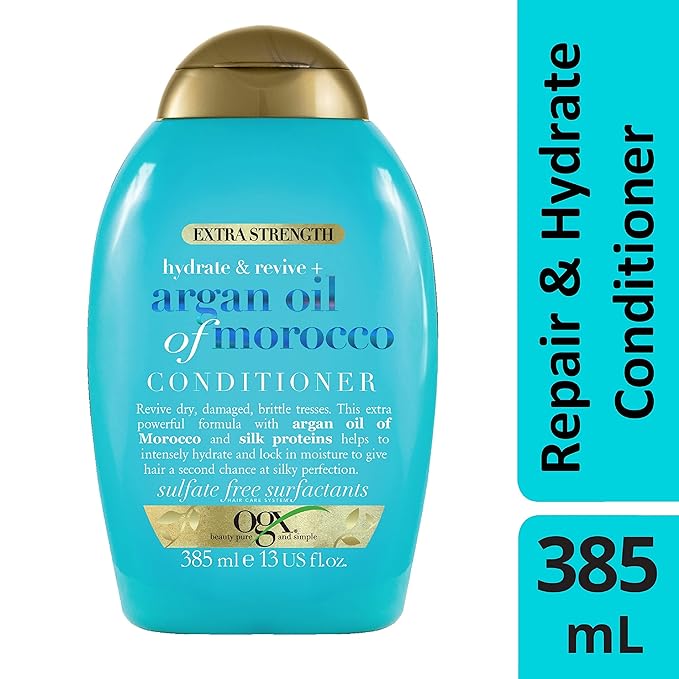 OGX Brand Extra Strength Hydrate & Repair Conditioner, 13 Fl Oz (Pack of 2), Infused with Cold-Pressed Argan Oil of Morocco for Dry, Damaged Hair, Paraben-Free, Sulfate-Free Surfactants