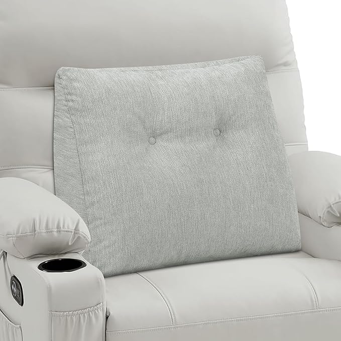 TANYOO Back Support Pillow for Recliner Soft Dual Layer Lumbar Support Pillow with Shredded Memory Foam Ergonomic Orthopedic Couch Lumbar Cushions for Elderly Lower Back Pain Relief Light Grey