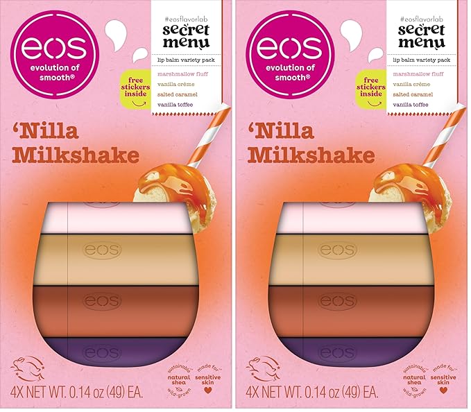eos Flavor Lab Secret Menu Lip Balm Gift Set - 'Nilla Milkshake, Limited-Edition, Moisturizing, Hydrating, Dry Lips, Variety, 0.14 oz, (Pack of 8)