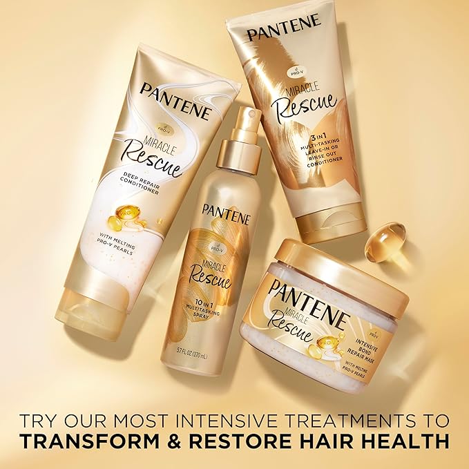 Pantene Miracle Rescue Deep Conditioner with Melting Pro-V Pearls - For Dry, Damaged, or Color-Treated Hair - Intense Moisture & Repair - 8.0 Oz