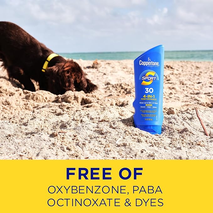 Coppertone SPORT Sunscreen SPF 30 Lotion, Water Resistant Sunscreen, Body Sunscreen Lotion, 7 Fl Oz | Lotion