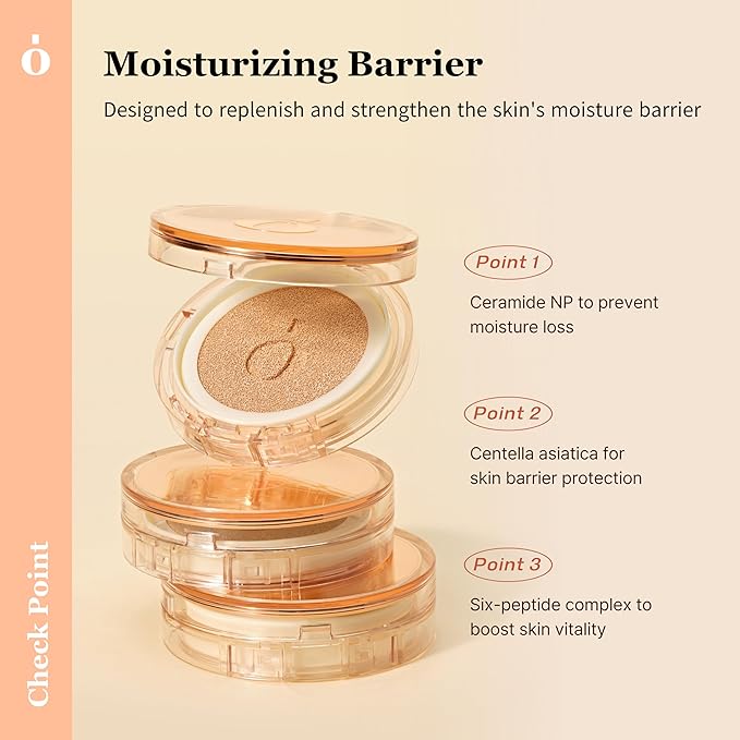 Skin Barrier Glow Cover Cushion, All-day Coverage, Glow Finish, Lightweight, Skincare-Like Texture, Non-cakey Makeup, Korean Cushion Foundation (#51N Milky Way, 0.49 oz)