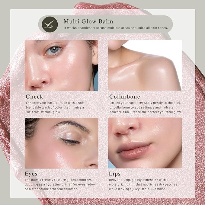 bayfree Multi Glow Balm Set, Cream Blush with Double-ended Brush, Radiant Finish, Hydrating, Creamy, Radiant Finish, Lightweight & Blendable Color, Face Balm
