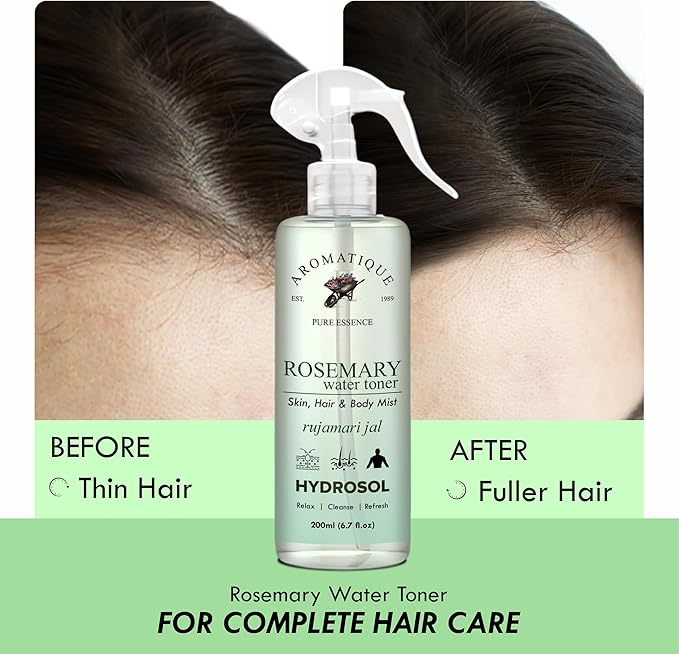 Aromatique Rosemary Water for Hair Growth,Hydrosol/Toner/Mist for Skin Brightening 600ml