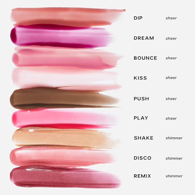 Saie Glossybounce - Hydrating Lip Gloss and Tinted Lip Oil Hybrid with Hyaluronic Acid & Jojoba Oil for Non-Sticky, Ultra-Shiny, Plump & Soft Lips - Everyday Makeup Essential - Kiss (.17 oz)