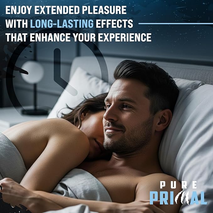Pure Primal Delay Cream for Men, Enhances Endurance to Last Longer in Bed - 7.5% Benzocaine - No Mess Choice Over Delay Spray - Retardantes para Caballeros - 1oz