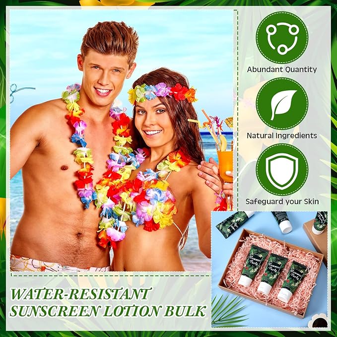 36 Pcs Mini Sunscreen Bulk for Summer Party Wedding SPF 30 Water Resistant Sunscreen Lotion Bulk 1oz Travel Size for Thank You Gifts Wedding Party Supplies (Tropical)