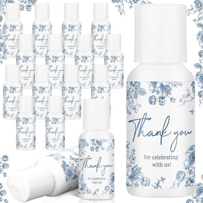 24 Pcs Blue and White Flowers Favors for Wedding Mini Sunscreen Bulk SPF 30 Travel Size 1 Fl. oz Sunscreen Bridal Wedding Baby Shower Party Favor for Guests Thank You for Celebrating with Us Gifts