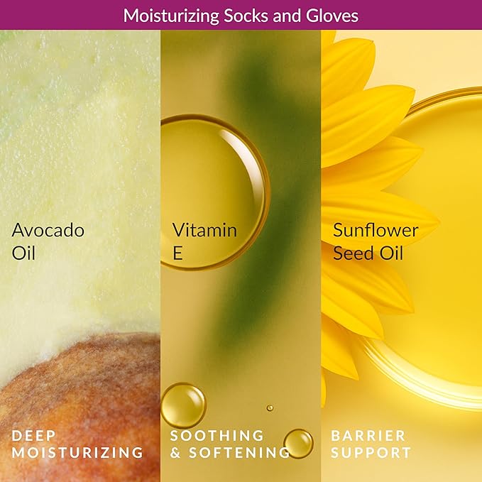 Epielle Moisturizing Hand Mask 6 Pairs, Soften with Sunflower Seed Oil & Vitamin E, Deep Moisturizing Gloves for Dry, Cracked Hands, Self Care Gifts for Women, Spa Kit, Easter Basket Stuffers