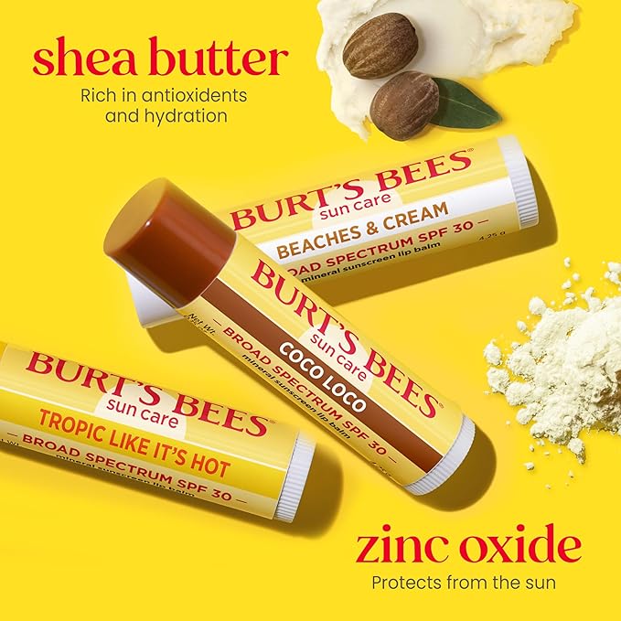 Burt's Bees Easter Basket Stuffers, Garden Party Lip Balm, Lavender Vanilla, Sweet Peach, Green Apple, Wildflower Honey, Responsibly Sourced Beeswax, Natural Origin Lip Treatment, 4 Tubes, 0.15 oz.