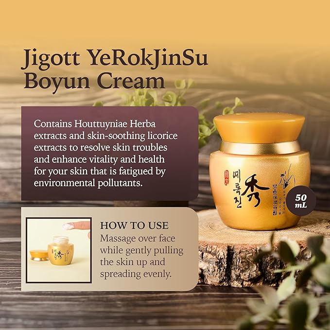 Jigott - YeRokJinSu Hanbang Set - Toner 5.07 FL OZ, Emulsion 5.07 FL OZ, Cream 1.69 FL OZ, Toner Sample 1.01 FL Oz, Emulsion Sample 1.01 FL OZ