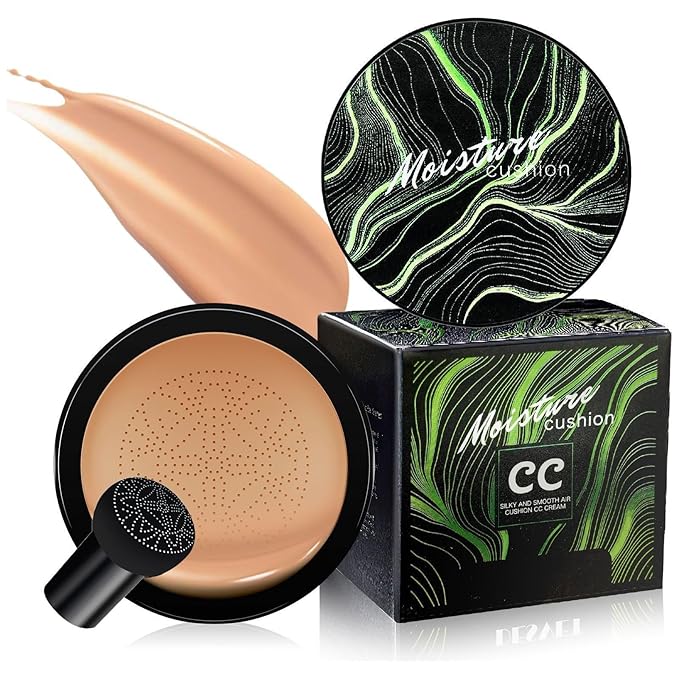 Air Cushion CC Cream Foundation - BB Cream Concealer for Older Women, Foundation Makeup Brightening & Moisturizing Concealer Full Coverage Matte Finish, Tattoo Cover up Makeup Waterproof (Medium Deep)