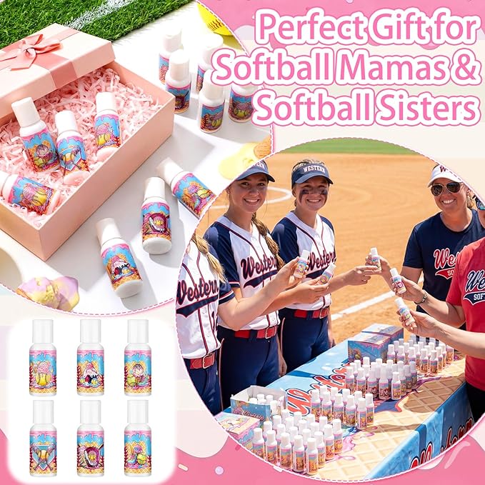 Demissle 24 Pcs Ice Cream Drip Softball Mini Sunscreen Bulk Spf 30 Travel Size Sunscreen Ice Cream Dripping Party Favors for Softball Birthday Sports Team Summer Gifts, 1 Fl. oz