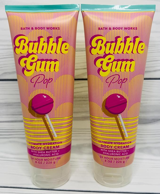 Bath & Body Works Bubblegum Pop Ultimate Hydration Body Cream 8 Ounces Pack of 2