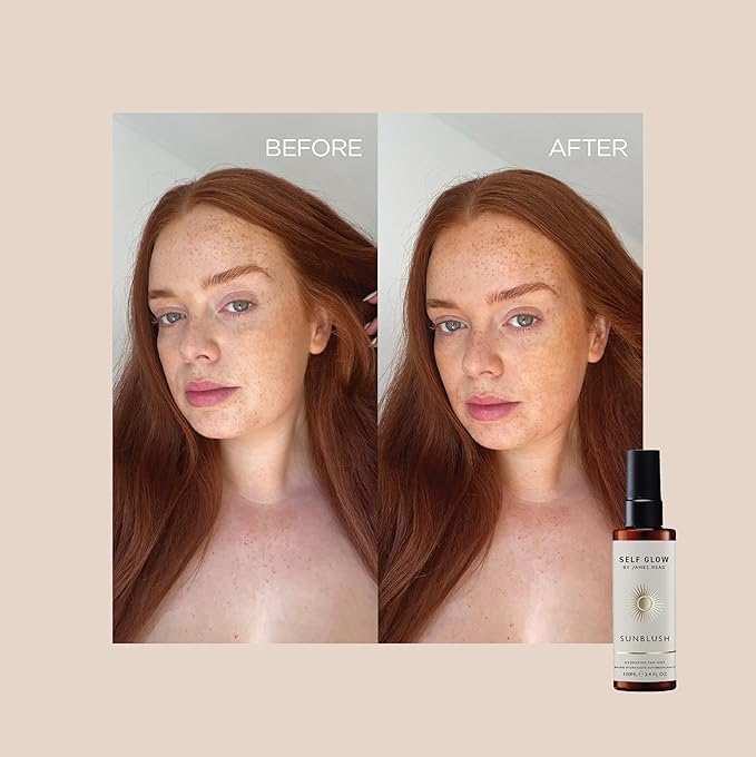 Self Glow by James Read - Sunblush Hydrating Tan Mist with Rosewater Travel Size | Gradual Tanner to Plump + Tone | Buildable | Non-Allergen Fragrance, Non-Drying Alcohol (28mL | 0.9 fl oz)