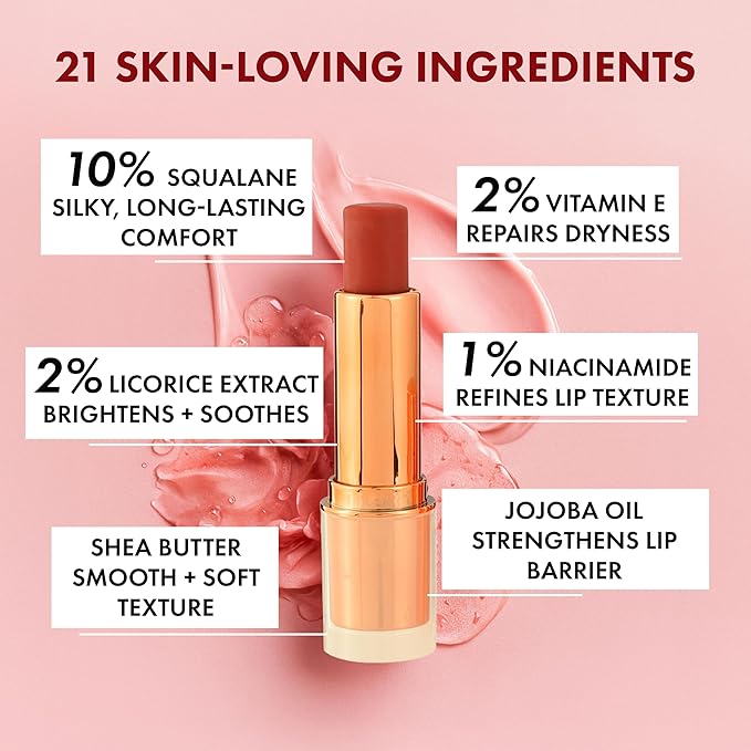 Tinted Lip Balm – Hydrating Lip Tint with Cold-Pressed Oils, 10% Squalane & Ceramides – Natural Color, Moisturizing Lip Butter for Soft Lips – Clean, Non-Toxic Lip Care for Women – 001 WN