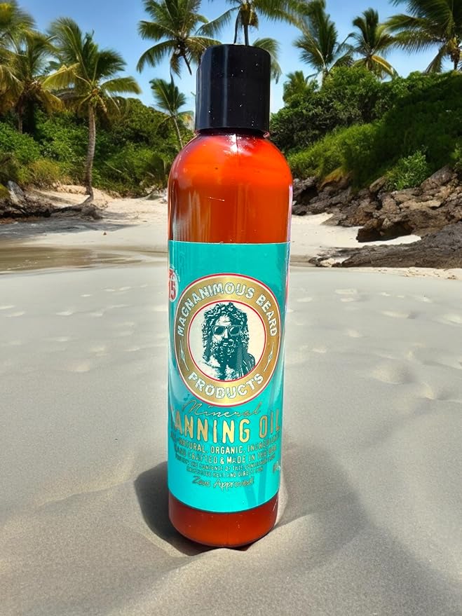 MAGNANIMOUS TANNING OIL W/MINERAL SUNSCREEN SPF15 (100% ALL-NATURAL AND CHEMICAL FREE) THE BEST ALL-NATURAL TANNING OIL WITH MINERAL SUNSCREEN ON PLANET, ZEUS APPROVED!