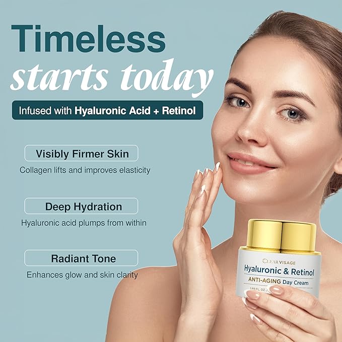 Hyaluronic Acid & Retinol Face Moisturizer - Dermatologist Tested, Anti Aging, Korean Skin Care - Hydrates, Smooths Fine Lines, Strengthens Barrier - Vegan, Clean Beauty - 1.69 Fl. Oz.