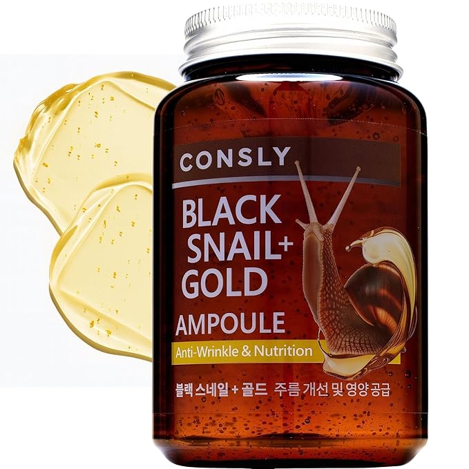 Black Snail & Gold All-in-One Ampoule – Nourishing Gel Serum, 3-in-1 Toner Essence Serum, Snail Mucin Facial Serum for Firm-Looking Skin, Face & Neck, 250 ml / 8.45 fl oz