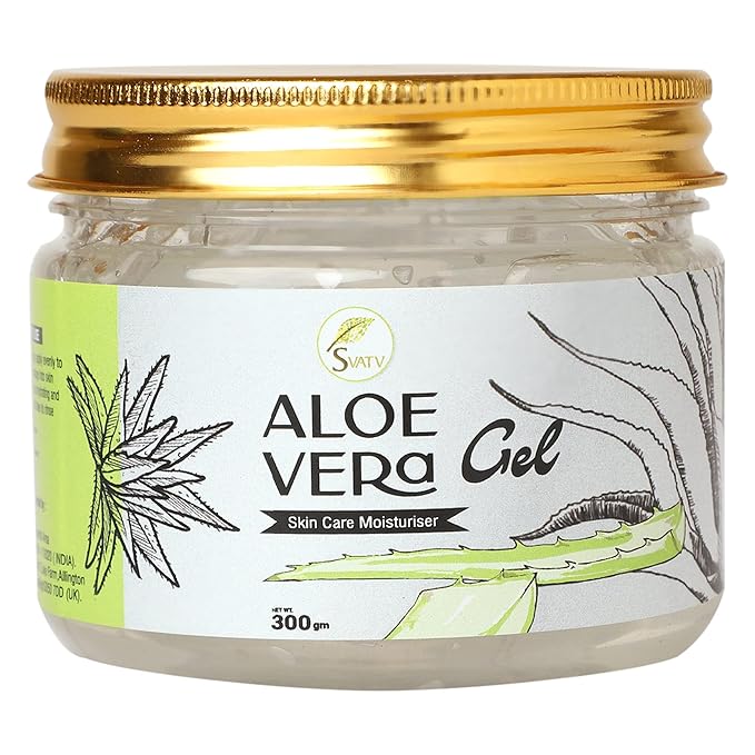 SVATV Natural Aloe Vera Gel for Face, Skin & Hair | Suitable for All Skin Types For Men & Women - 300g, 10.58oz, 0.66lbs