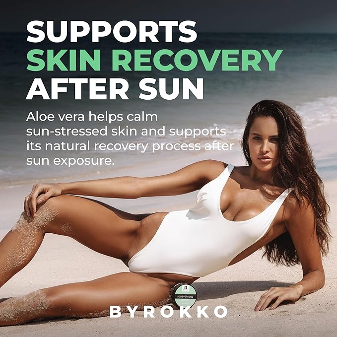 BYROKKO Aloe Vera Gel (215 ml), Fast-Absorbing After-Tanning Cooling Gel, Hydrating Aftersun Skincare
