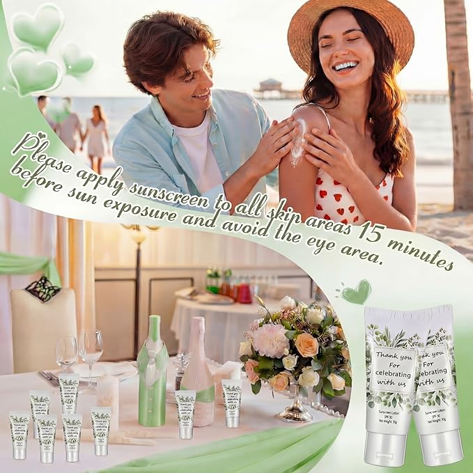 72 Pcs Mini Sunscreen Bulk for Summer Party Wedding SPF 30 Water Resistant Sunscreen Lotion Bulk 1oz Travel Size for Thank You Gifts Wedding Party Supplies (Eucalyptus)