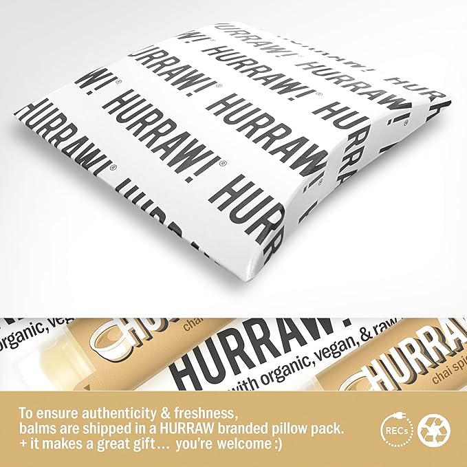 Hurraw! Chai Spice Lip Balm: Organic, Certified Vegan, Cruelty and Gluten Free. Non-GMO, 100% Natural Ingredients. Bee, Shea, Soy and Palm Free. Made in USA